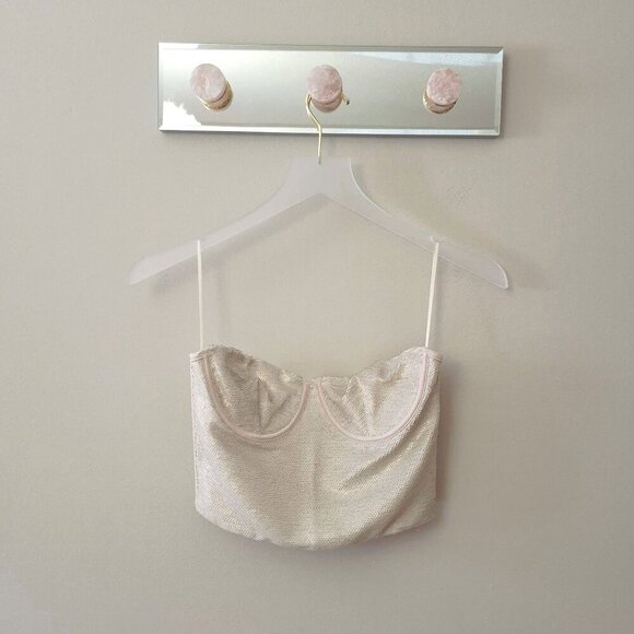 NWOT Zara champagne ecru sequin embellished corset crop top, XS, S, M, or L - Picture 11 of 16